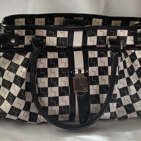 L.A.M.B. Black and White Checkered Satchel - Picture 12 of 16